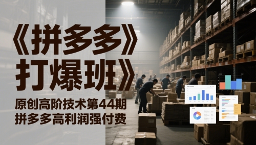 《拼多多打爆班》原创高阶技术第44期，拼多多高利润强付费-问小徐资源库