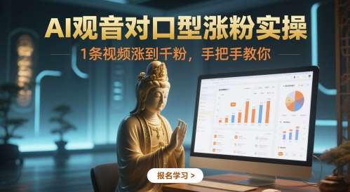 AI观音对口型涨粉实操，1条视频涨到千粉，手把手教你-问小徐资源库