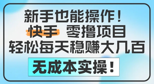 新手也能操作，快手零撸挣米，轻松每天挣2-5张，完全无成本-问小徐资源库