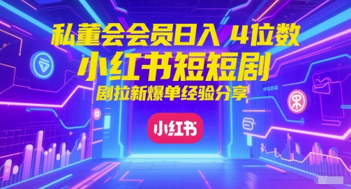 私董会会员日入4位数小红书红果短剧拉新爆单经验分享-问小徐资源库