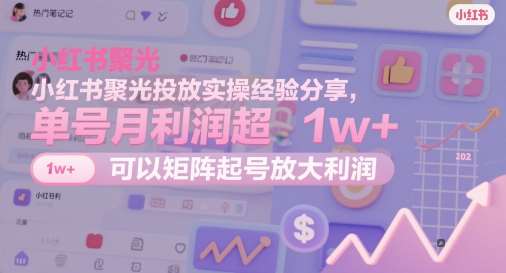 小红书聚光投放实操经验分享，单号月利润超1w+，可以矩阵起号放大利润-问小徐资源库