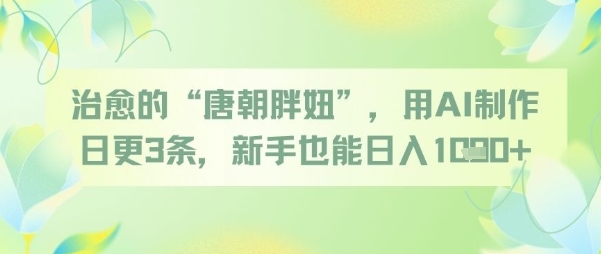 治愈的“唐朝胖妞”，用AI制作日更3条，新手也能日入多张-问小徐资源库