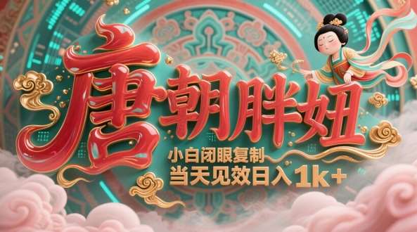 用AI克隆“唐朝胖妞”日更3条，平台疯狂推流，小白闭眼复制，当天见效，日入1k+-问小徐资源库