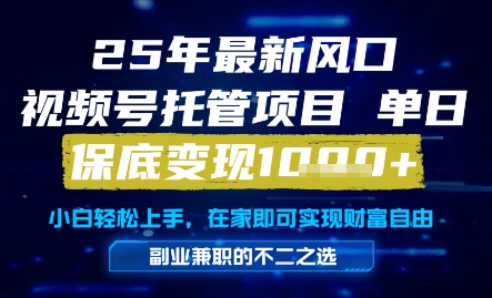 25年最新风口，视频号托管项目，单日保底变现1k+，手把手教学【揭秘】-问小徐资源库