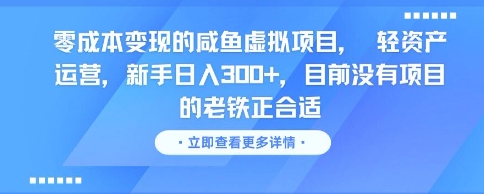 零成本变现的咸鱼虚拟项目， 轻资产运营，新手日入3张+，目前没有项目的老铁正合适-问小徐资源库