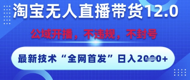 淘宝无人直播带货12.0，最新技术，不封号，不违规，操作简单，开播爆单，日入多张【揭秘】-问小徐资源库