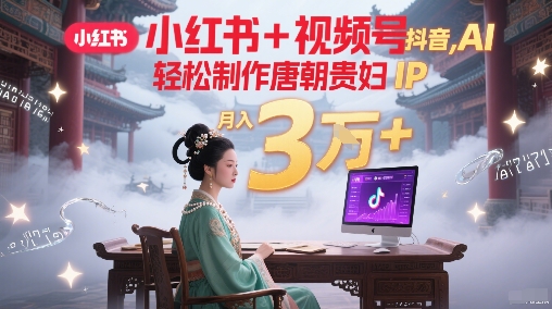 小红书+视频号+抖音，AI轻松制作唐朝贵妇IP，每天30分钟，轻松产出N条，月入3W+-问小徐资源库