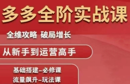 拼多多全阶实战课程，全维攻略，破局增长，从新手到运营高手-问小徐资源库