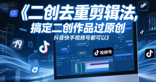 短视频二创去重剪辑法，搞定二创作品过原创，抖音快手视频号都可以-问小徐资源库