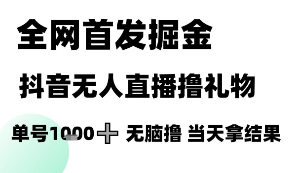 全网首发掘金抖音无人直播撸礼物，单号1k +无脑撸，当天拿结果【揭秘】-问小徐资源库
