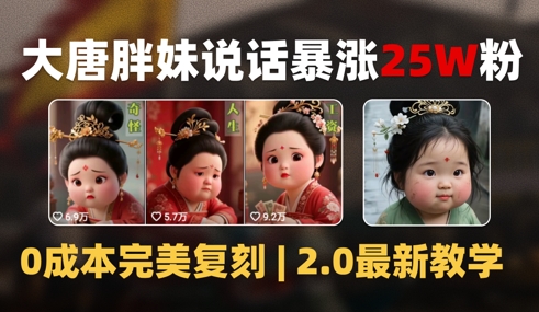 AI大唐胖贵妃说话2.0，40条视频暴涨40w粉，附独家变现攻略-问小徐资源库