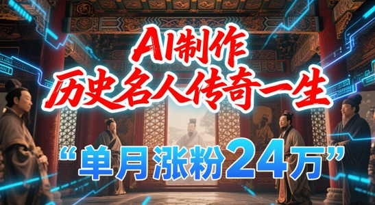 暴力起号！用AI制作历史名人传奇一生，单月涨粉24W，涨粉+变现赛道黑马来了-问小徐资源库