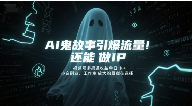 AI鬼故事引爆流量，还能做IP，视频号多渠道收益单日1k+，小白副业、工作室放大的最佳选择-问小徐资源库