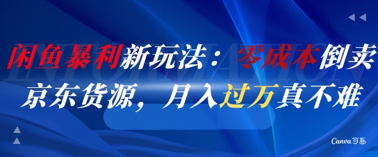 闲鱼暴利新玩法：零成本倒卖京东货源，月入过1W真不难-问小徐资源库