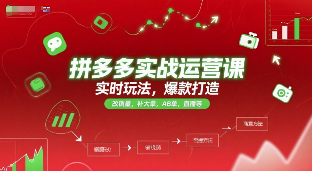 拼多多实战运营课，实时玩法，爆款打造，改销量，补大单，AB单，直播等（更新2025月）-问小徐资源库