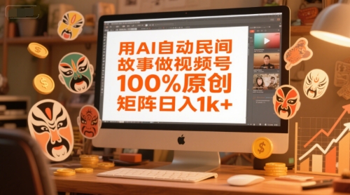用AI自动民间故事做视频号，100%原创，矩阵日入1k+-问小徐资源库