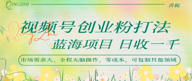 视频号创业粉打法，日入1k，蓝海项目，市场需求大，全程无脑操作，可复制-问小徐资源库
