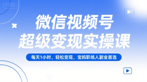 微信视频号超级变现实操课，每天1小时，轻松变现，宝妈职场人副业首选-问小徐资源库
