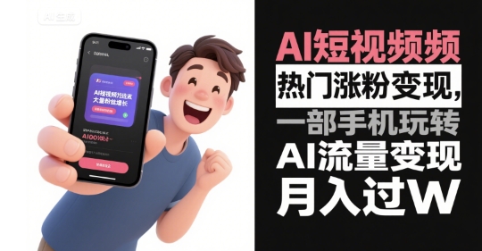 AI短视频热门涨粉变现，一部手机玩转AI流量变现，月入过W-问小徐资源库