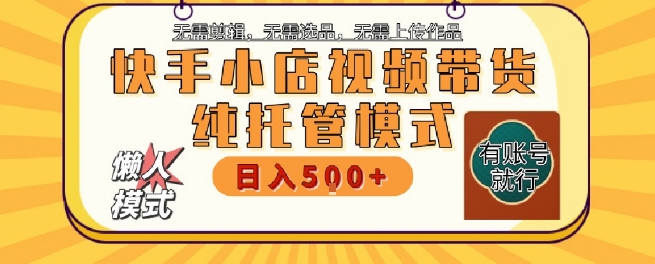 快手小店托管代运营，无需剪辑，无需选品，无需上传作品，全程无需操作，轻松月入5k+【揭秘】-问小徐资源库