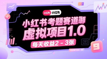小红书考题赛道虚拟项目1.0，项目操作简单，每天收益2-3张-问小徐资源库