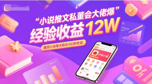 小说推文私董会大佬爆单经验分享收益12W，番茄小说每天稳定4位数收益-问小徐资源库