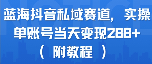蓝海抖音私域赛道，实操单账号当天变现288+(附教程)-问小徐资源库