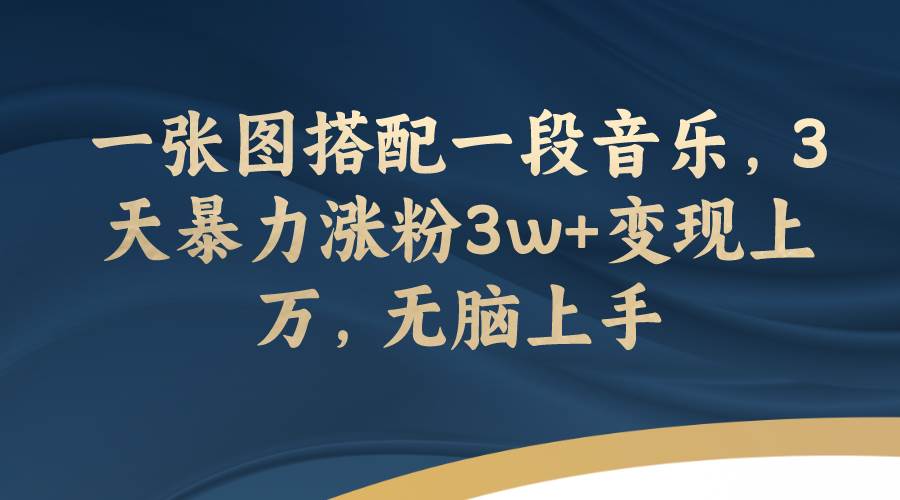 （7674期）一张图搭配一段音乐，3天暴力涨粉3w+变现上万，无脑上手-问小徐资源库