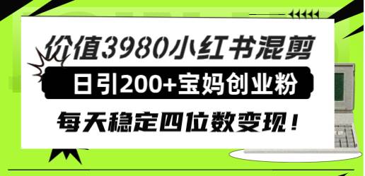 （7893期）价值3980小红书混剪日引200+宝妈创业粉，每天稳定四位数变现！-问小徐资源库