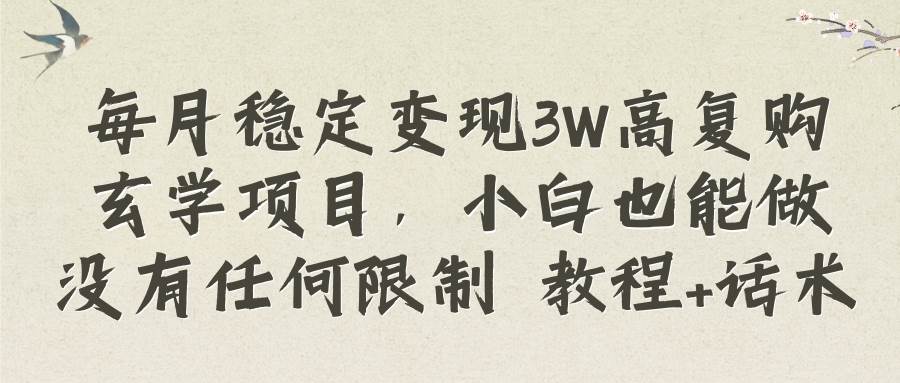 （8417期）每月稳定变现3W高复购玄学项目，小白也能做没有任何限制 教程+话术-问小徐资源库