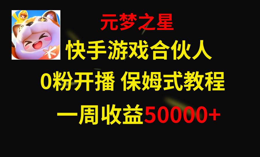 （8373期）快手游戏新风口，元梦之星合伙人，一周收入50000+-问小徐资源库