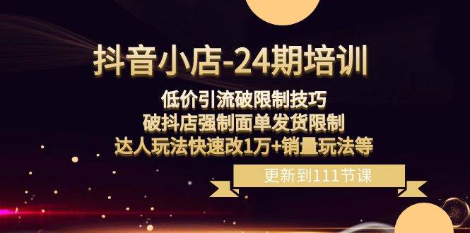 （8394期）抖音小店-24期：低价引流破限制技巧，破抖店强制面单发货限制，达人玩法…-问小徐资源库
