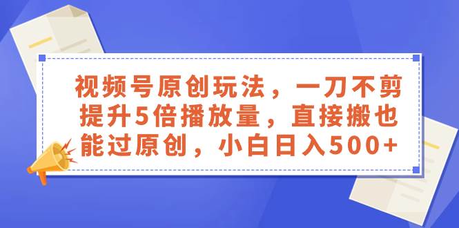 （8286期）视频号原创玩法，一刀不剪提升5倍播放量，直接搬也能过原创，小白日入500+-问小徐资源库