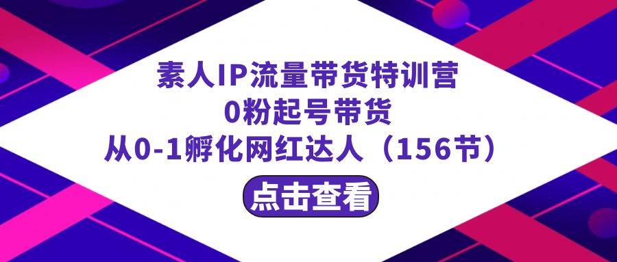 （8776期）繁星·计划素人IP流量带货特训营：0粉起号带货 从0-1孵化网红达人（156节）-问小徐资源库