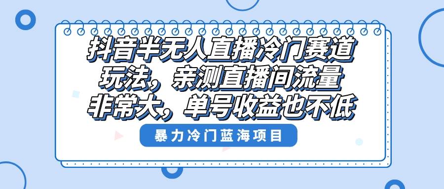 （8667期）抖音半无人直播冷门赛道玩法，直播间流量非常大，单号收益也不低！-问小徐资源库