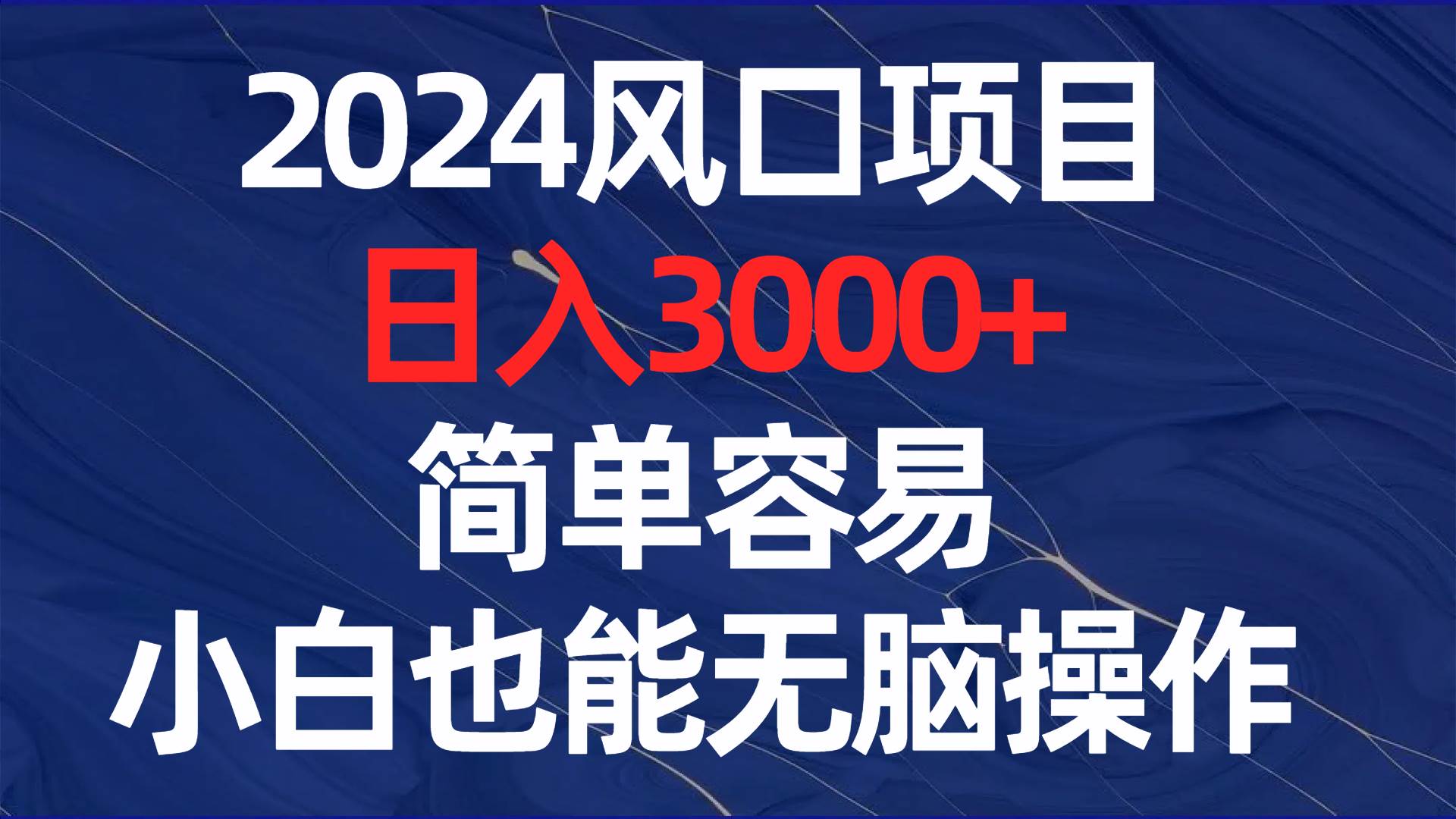 （8432期）2024风口项目，日入3000+，简单容易，小白也能无脑操作-问小徐资源库