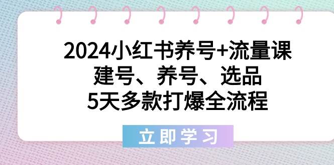 （8974期）2024小红书养号+流量课：建号、养号、选品，5天多款打爆全流程-问小徐资源库