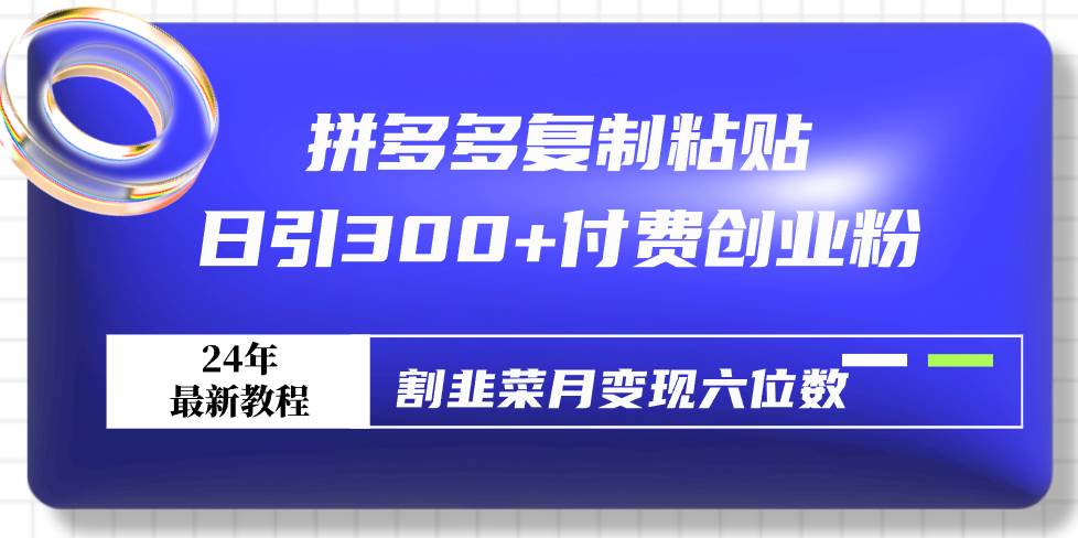 （9129期）拼多多复制粘贴日引300+付费创业粉，割韭菜月变现六位数最新教程！-问小徐资源库