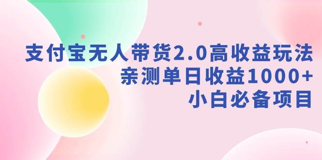 （9018期）支付宝无人带货2.0高收益玩法，亲测单日收益1000+，小白必备项目-问小徐资源库