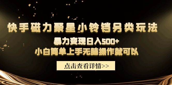 （9689期）快手磁力聚星小铃铛另类玩法，暴力变现日入500+小白简单上手无脑操作就可以-问小徐资源库