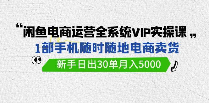 （9547期）闲鱼电商运营全系统VIP实战课，1部手机随时随地卖货，新手日出30单月入5000-问小徐资源库