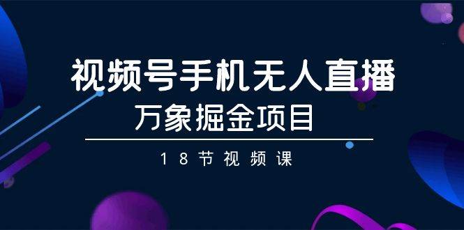 （9170期）视频号手机无人直播-万象掘金项目（18节视频课）-问小徐资源库