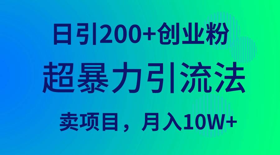 （9654期）超暴力引流法，日引200+创业粉，卖项目月入10W+-问小徐资源库