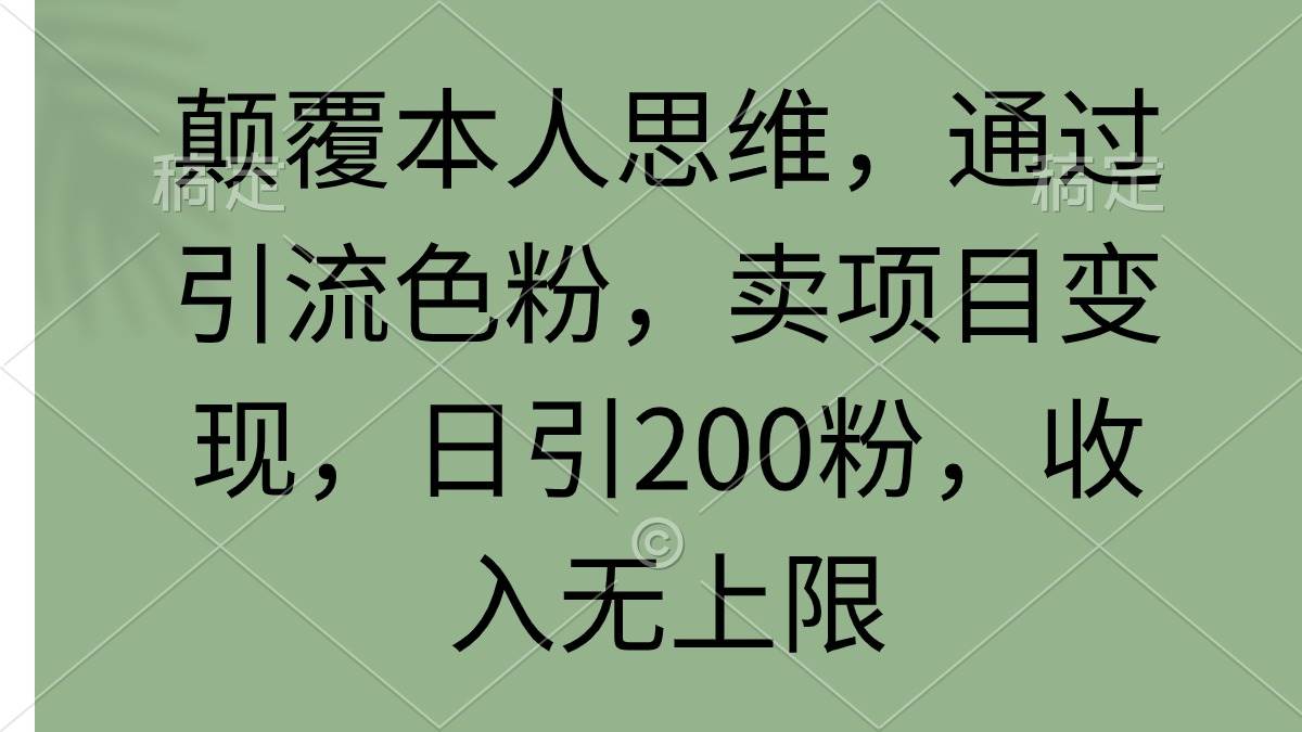 （9523期）颠覆本人思维，通过引流色粉，卖项目变现，日引200粉，收入无上限-问小徐资源库