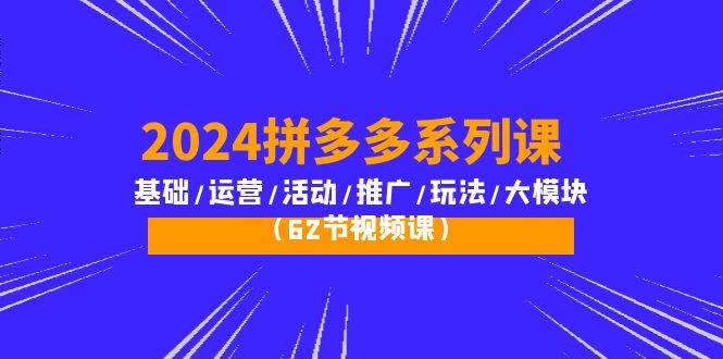 （10019期）2024拼多多系列课：基础/运营/活动/推广/玩法/大模块（62节视频课）-问小徐资源库