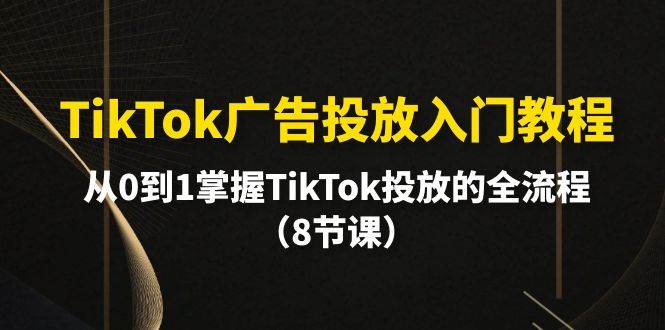 （10085期）TikTok广告投放入门教程，从0到1掌握TikTok投放的全流程（8节课）-问小徐资源库
