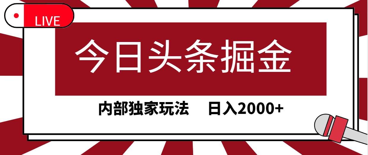 （9832期）今日头条掘金，30秒一篇文章，内部独家玩法，日入2000+-问小徐资源库