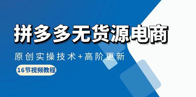 （10015期）拼多多无货源电商，原创实操技术+高阶更新（16节视频教程）-问小徐资源库