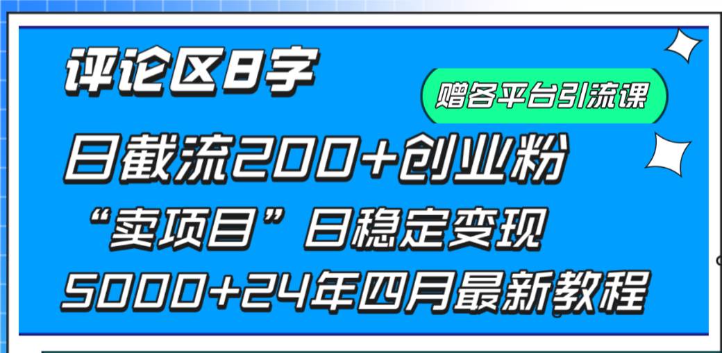 （9851期）评论区8字日载流200+创业粉  日稳定变现5000+24年四月最新教程！-问小徐资源库