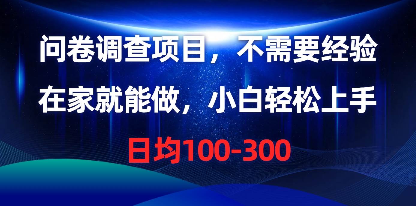 （10402期）问卷调查项目，不需要经验，在家就能做，小白轻松上手，日均100-300-问小徐资源库